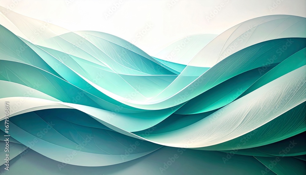 Poster abstract teal blue waves pattern background with smooth and geometric design