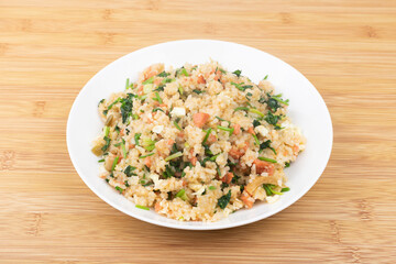 Coriander, ham and egg fried rice