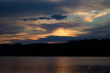 Golden Light Fading Over the Lake 