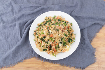 Coriander, ham and egg fried rice