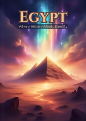Mystical Ancient Egyptian Landscape with Golden Pyramid