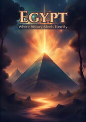 Mystical Ancient Egyptian Landscape with Golden Pyramid