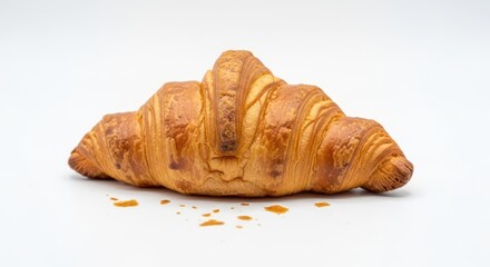 Golden brown croissant detailed shot, showcasing a delicious flaky pastry perfection
