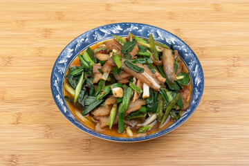 Garlic sprout braised pork