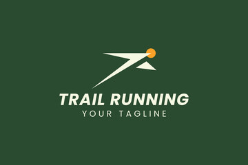 Running Across Mountain Trail Run Logo Design