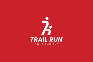 Running Across Mountain Trail Run Logo Design
