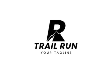 Running Across Mountain Trail Run Logo Design