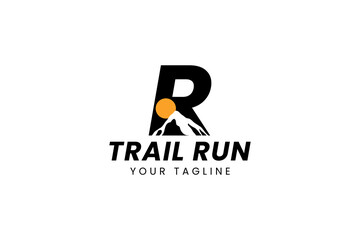 Running Across Mountain Trail Run Logo Design