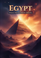 Mystical Ancient Egyptian Landscape with Golden Pyramid