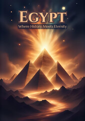Mystical Ancient Egyptian Landscape with Golden Pyramid