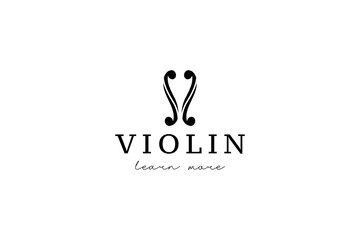 Simple Minimalist Violin Fiddle Viola Silhouette for Music Concert Show Logo Design © Dyn Studio