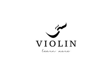 Simple Minimalist Violin Fiddle Viola Silhouette for Music Concert Show Logo Design
