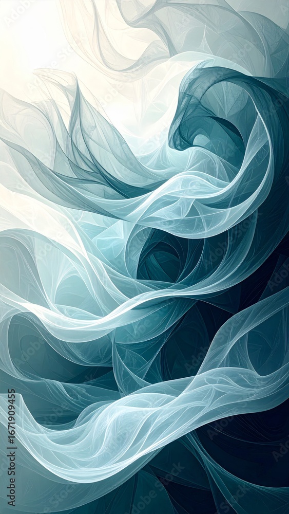 Poster abstract blue and white wave pattern with dynamic and fluid design elements