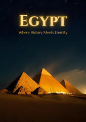 Mystical Ancient Egyptian Landscape with Golden Pyramid