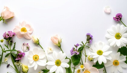 Vibrant floral arrangement studio setting high-quality photography minimalist background top-down view nature's beauty celebrated