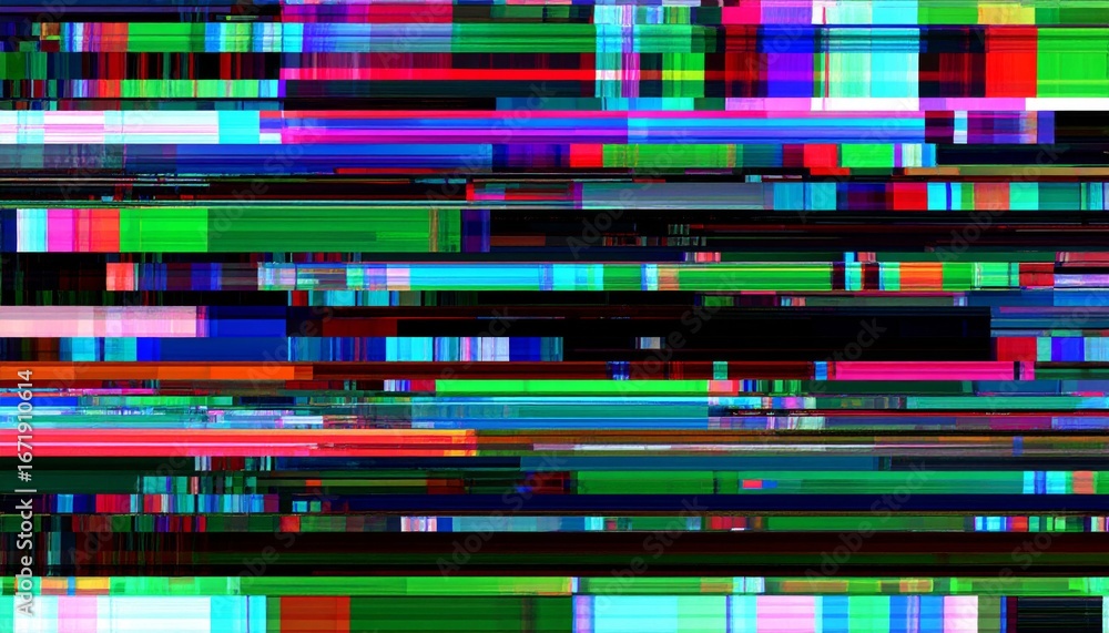 Aufkleber dynamic abstract glitch art with horizontal lines on a black background a digital noise pattern