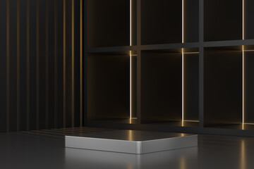 The 3d scene for jewelry products show or presentation, 3d render