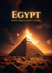 Mystical Ancient Egyptian Landscape with Golden Pyramid