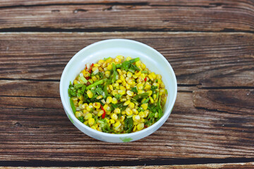 The fried corn on the plate