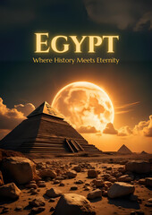 Mystical Ancient Egyptian Landscape with Golden Pyramid