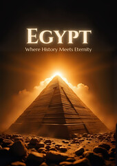 Mystical Ancient Egyptian Landscape with Golden Pyramid