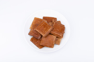 The spiced dried tofu on the plate