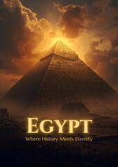 Mystical Ancient Egyptian Landscape with Golden Pyramid