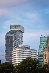 Fototapeta premium Liverpool Skyline, around Royal Albert Docks, Cruise Port and Mann Island. August 2025. 