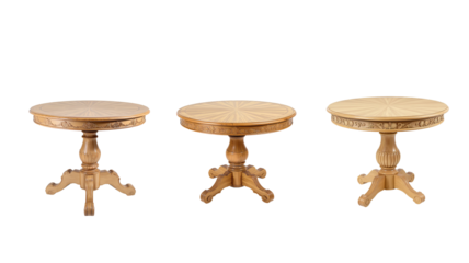 Round wooden table on transparent background png