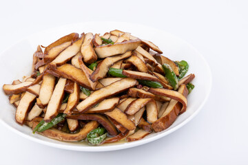 The bean curd and twice-cooked pork on the plate