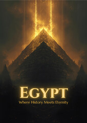 Mystical Ancient Egyptian Landscape with Golden Pyramid
