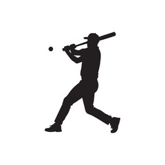 Cartoon Silhouette Professional Baseball Player Simple Logo Design Icon Digital