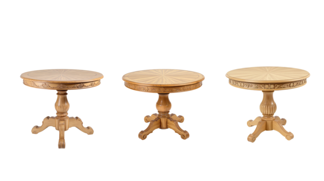 Round wooden table on transparent background png