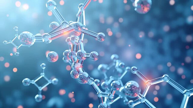 PFAS removal concept ,Vibrant Molecular Structure Interconnected Atoms Chemistry and Science with Abstract Design and Blue Tones