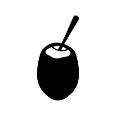 Coconut drink with a straw in black and white minimalist design