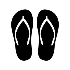 Graphic illustration of a pair of black flip flops on white background