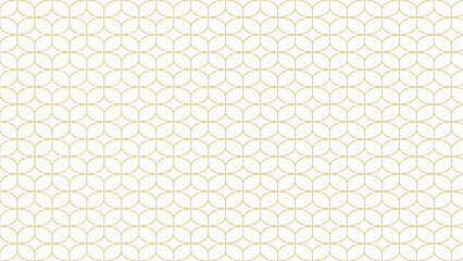 Seamless geometric circle lattice pattern in gold on white background
