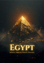 Mystical Ancient Egyptian Landscape with Golden Pyramid