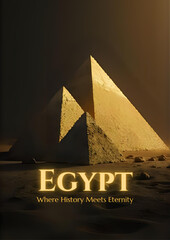 Mystical Ancient Egyptian Landscape with Golden Pyramid