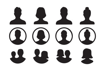 Minimalist User Icon Set with Different Silhouettes for Digital Applications vector illustration 