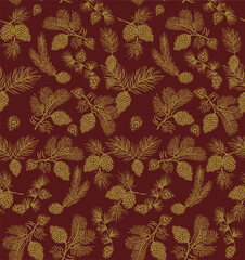 New Christmas Pinecones with branches design seamless wallpaper 2026