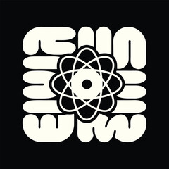 Minimalist Atomic Symbol Science T-Shirt Design in Retro Style Creative Graphic Tee