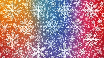 Rainbow Snowflake Background: Festive Colorful Visual