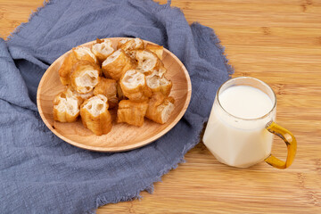 Handmade fried dough sticks and soy milk breakfast