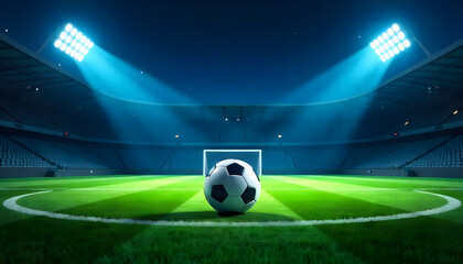 Fototapeta premium soccer field with stadium lights