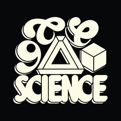 Obraz premium Retro Science T-shirt Design with Geometric Shapes and Bold Typography on Black Background