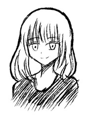 手描き風アニメ女子 - Hand-drawn Anime Girl Portrait
