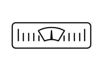Weight scale icon vector. Measuring instrument for mass or balance. Bathroom scale symbol for diet, health, fitness, and weight loss concepts. Bar level meter gauge.