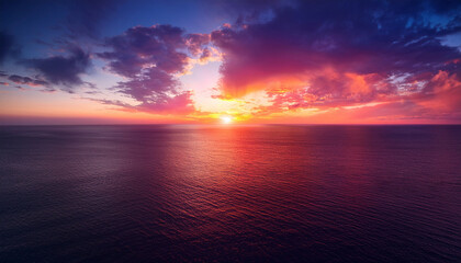 Fototapeta premium crimson sunrise over the horizon