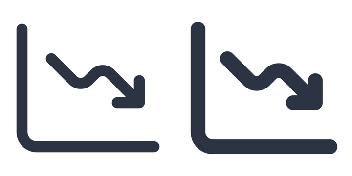 Profit Decline simple icons set designed in filled, outline, line and stroke style